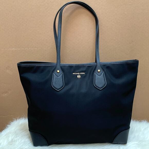 MICHAEL KORS Large Black Gabardine Nylon EVA Shopper Tote Saffiano Leather Trim - Picture 15 of 16